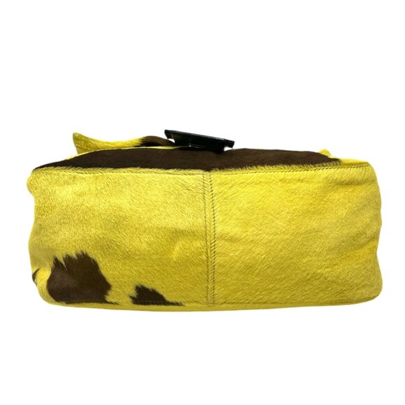 FENDI Vintage FF Logo Mamma Baguette Shoulder Bag Yellow [105334] - Picture 9 of 13